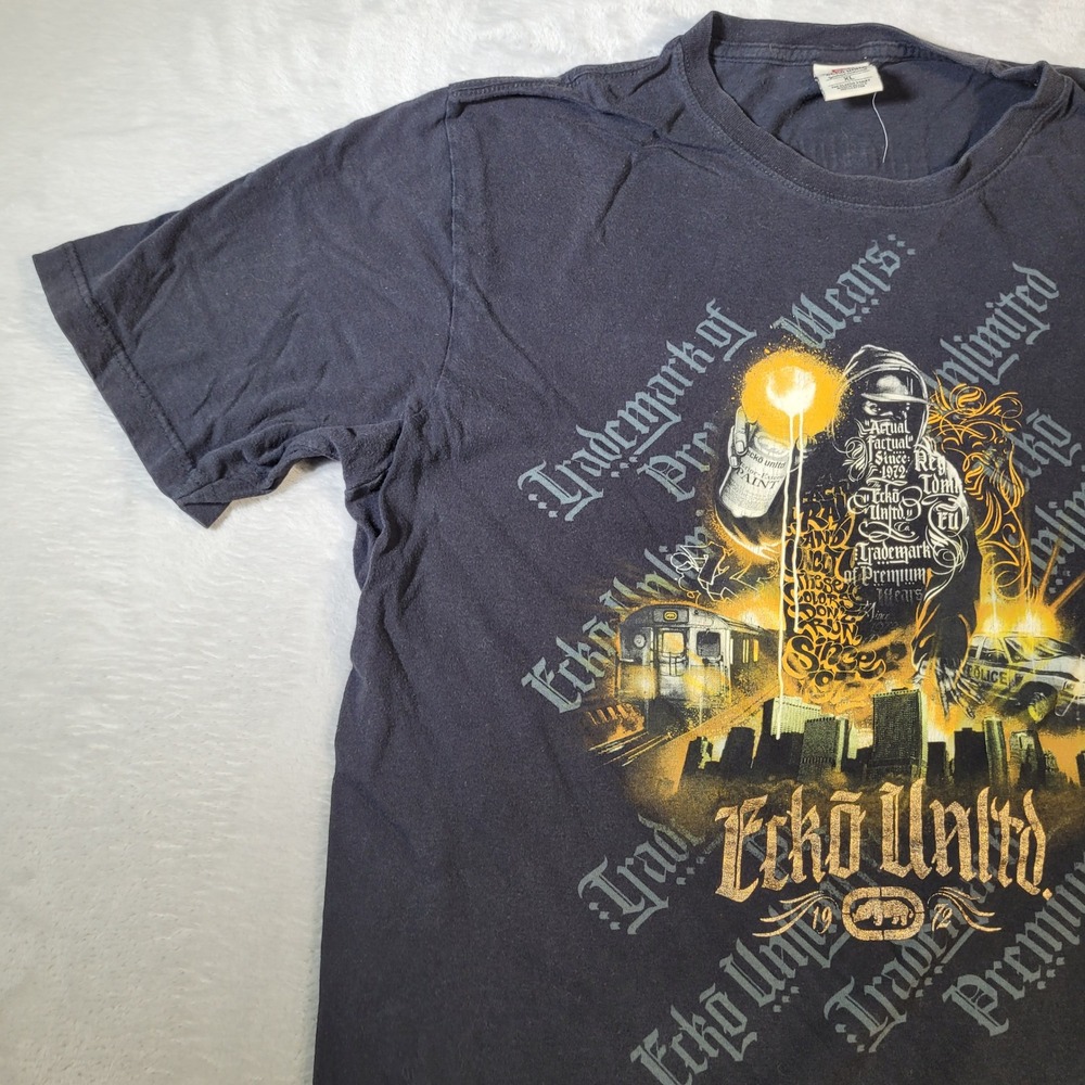 Ecko Unltd T-Shirt Mens XL Black Graphic Print Streetwear Urban Cotton Tee - Picture 3 of 13